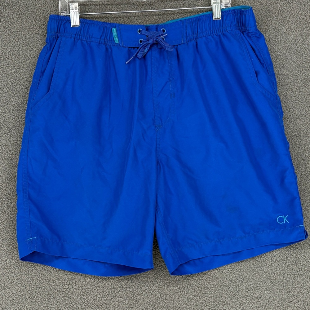 Calvin Klein Mens Royal Blue Swim Shorts Trunks Lace Up Waist Large RN54163